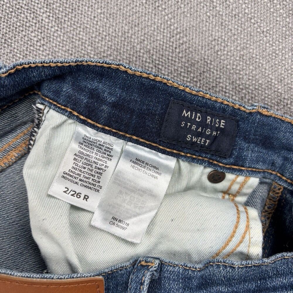 Lucky Brand Mid Rise Sweet Straight Jeans Medium Wash Blue 2/26 Regular Denim - Picture 6 of 11